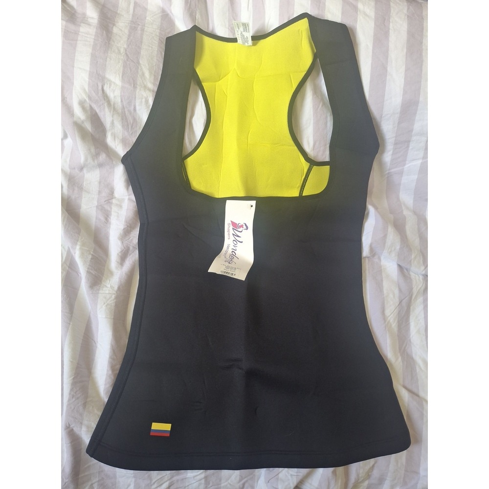 Wonderfit Sauna Suit One-Piece XL Black Yellow Sleeveless Slimming Thermal